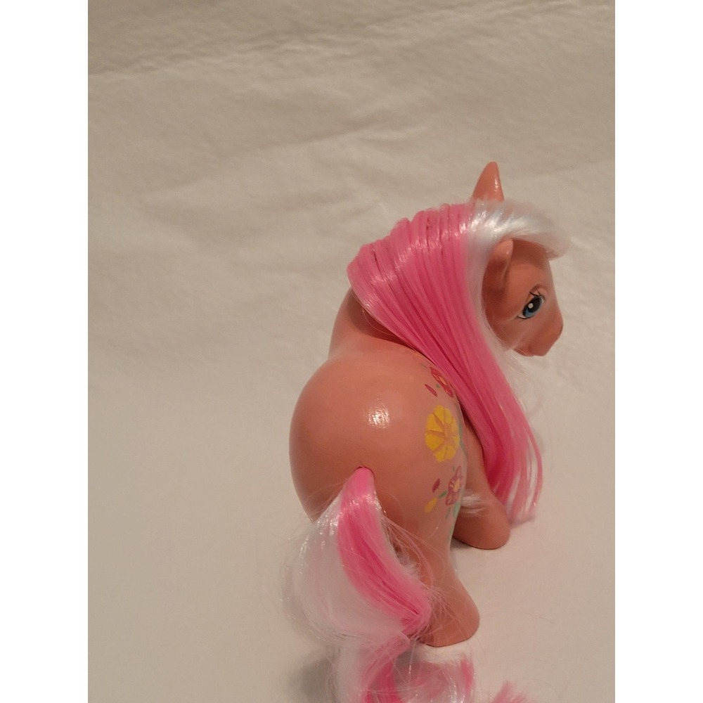 CUSTOM Little Pony G1 Sweet Clover Vintage Pink Peach Flowers OOAK REPAINT - Picture 3 of 7